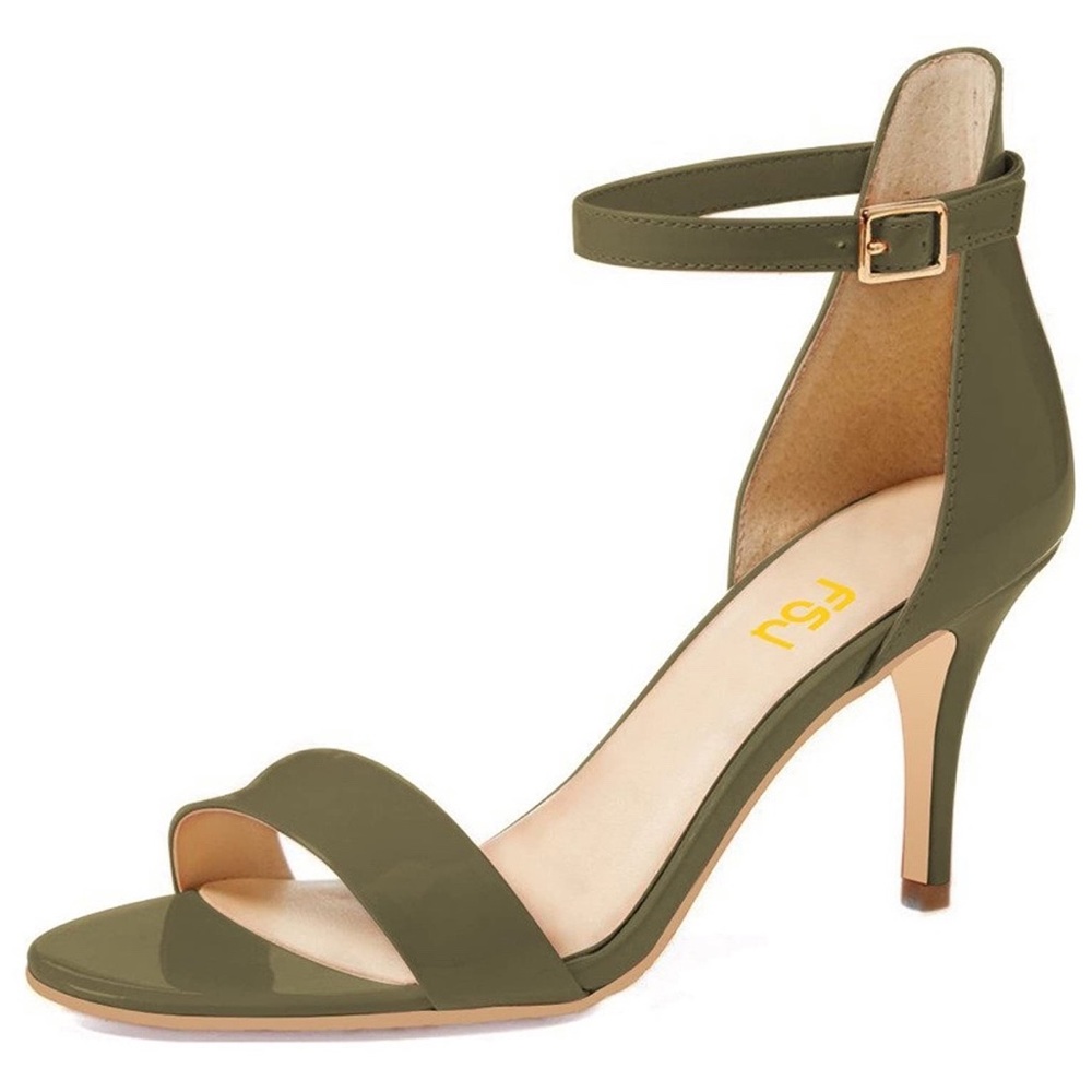 Women Open Toe Summer Sandals Ankle strap mid heel